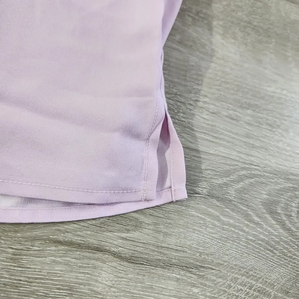 J Crew Pink Puff Sleeve Keyhole Neckline Crepe Blouse Women Tall Large